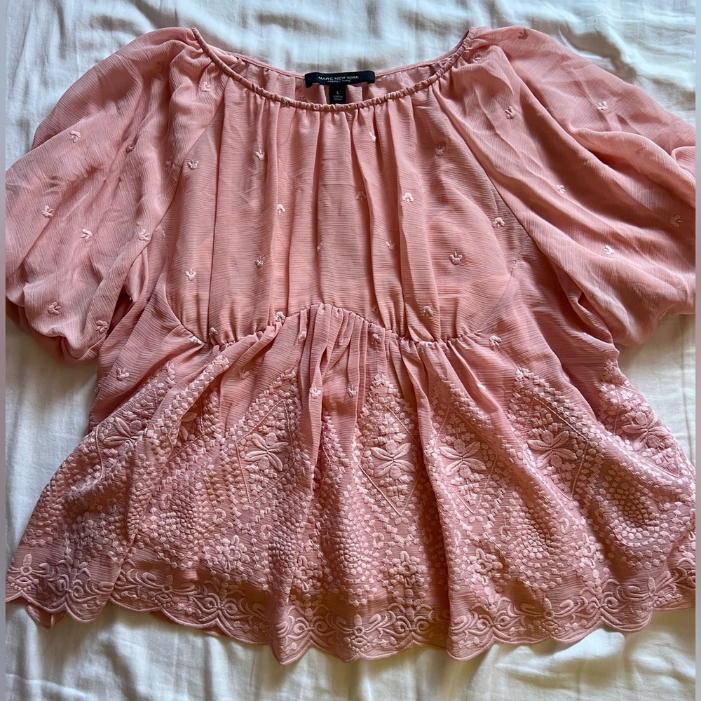 Marc New York - L Blush Embroidered Blouse